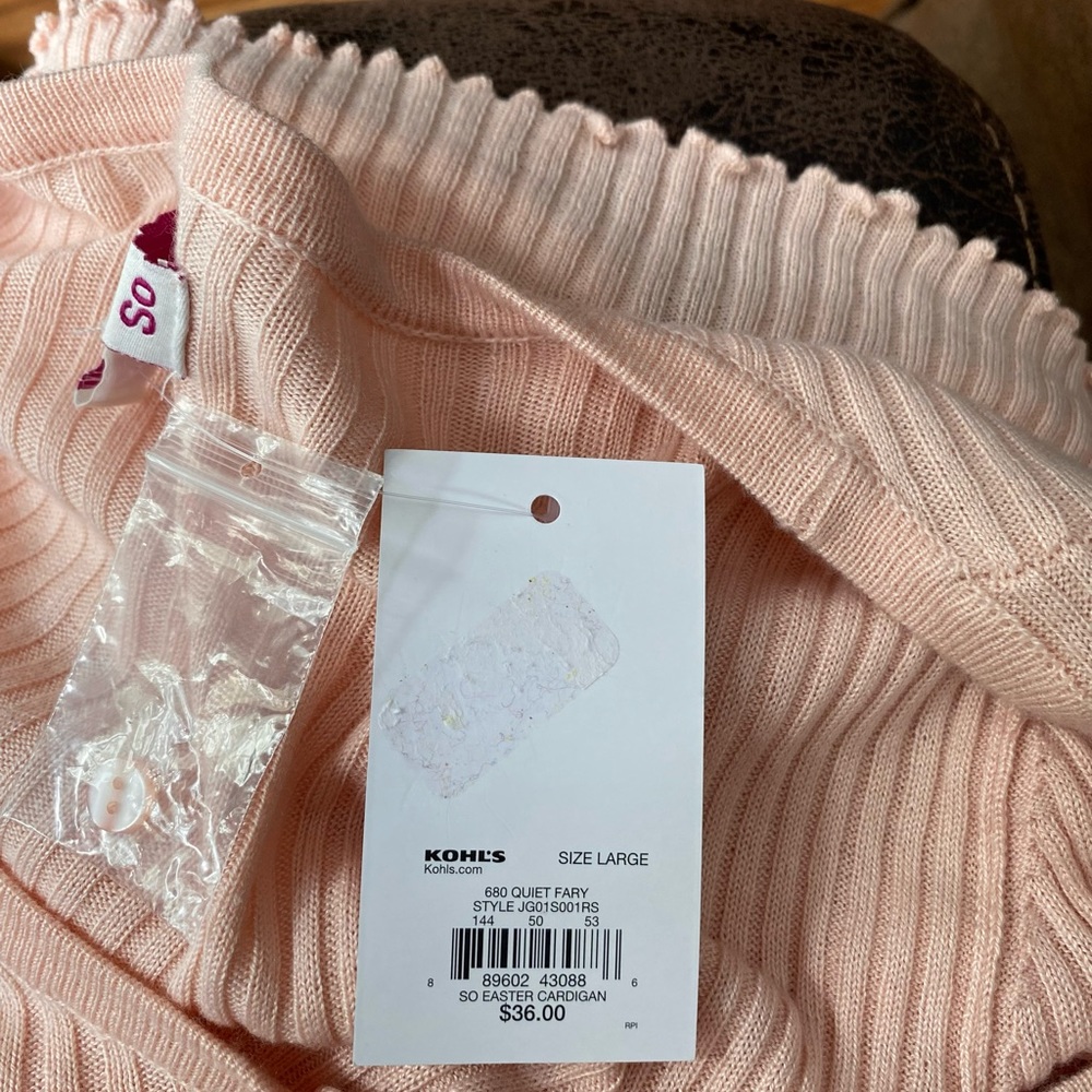SO Women’s Cropped Cardigan Acrylic Ribbed Sweater Long Sleeve Size Large - Picture 12 of 15